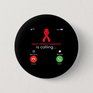 Heart Disease Awareness Red Ribbon Heart Attack Su 6 Cm Round Badge