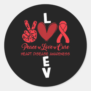 Heart Disease Awareness Red Ribbon Heart Attack Su Classic Round Sticker