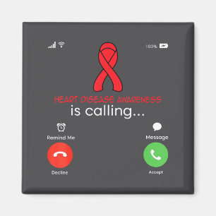 Heart Disease Awareness Red Ribbon Heart Attack Su Magnet