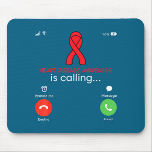 Heart Disease Awareness Red Ribbon Heart Attack Su Mouse Pad
