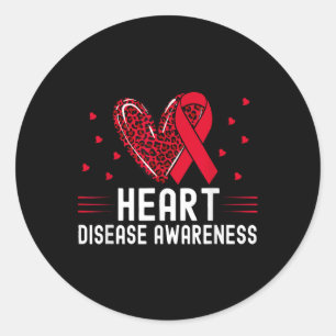 Heart Disease Awareness Shirt Chd Wear Red Classic Round Sticker
