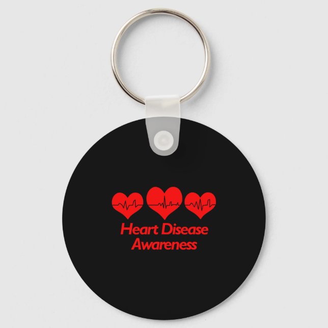 Heart Disease Awareness Shirt - Heart Health  Key Ring (Front)
