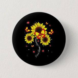 Heart Disease Awareness Sunflower Butterfly Ribbon 6 Cm Round Badge