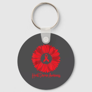 Heart Disease Awareness Sunflower Go Red Women Hea Key Ring