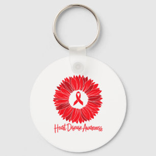 Heart Disease Awareness Sunflower Go Red Women Hea Key Ring