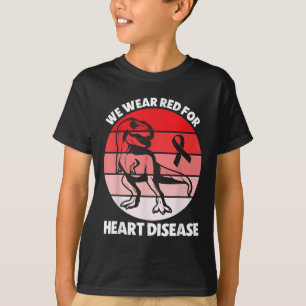 Heart Disease Awareness T-rex Go Red Heart  T-Shirt