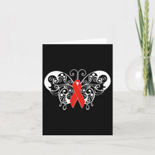 Heart Disease Awareness T Shirt Red Ribbon Butterf Card