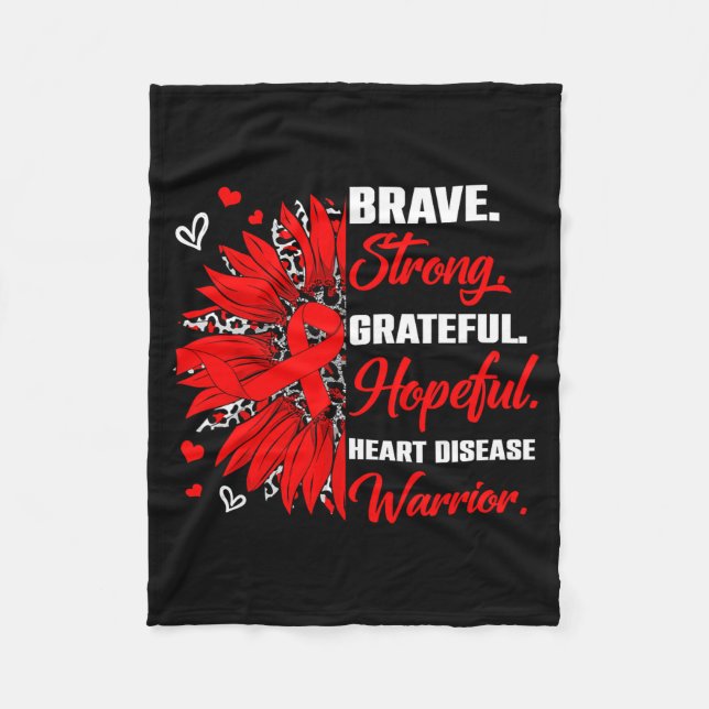 Heart Disease Awareness Warrior Leopard Sunflower  Fleece Blanket (Front)