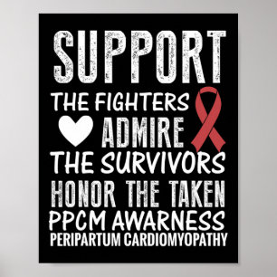 Heart Disease Awareness Women's Red-ribbon Saying Poster