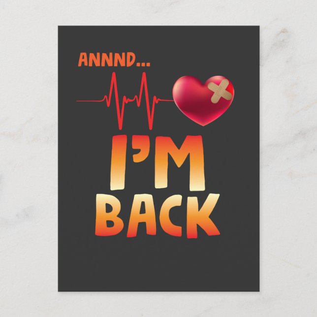 Heart disease bypass surgery recovering postcard (Front)