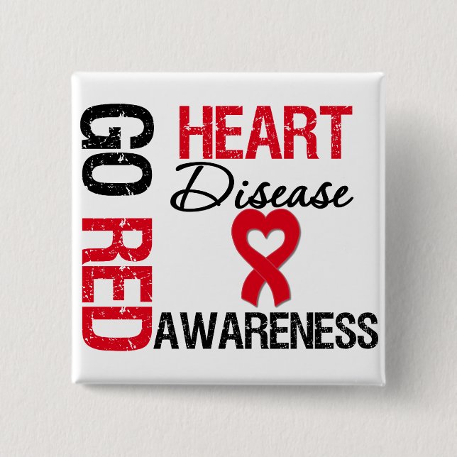 Heart Disease GO RED 15 Cm Square Badge (Front)