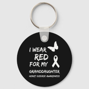 Heart Disease I Wear Red For My Granddaughter Ribb Key Ring
