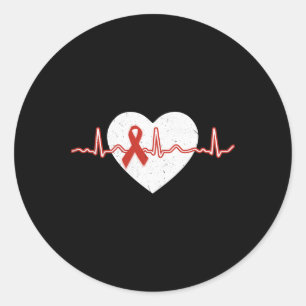 Heart Disease Month Outfits Red Day Heart Ribbon 1 Classic Round Sticker
