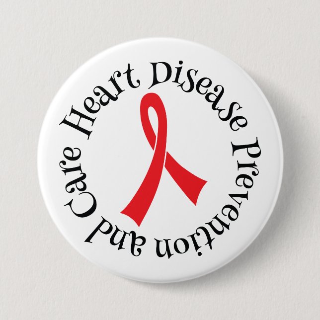 Heart Disease Prevention Care Ribbon Button (Front)