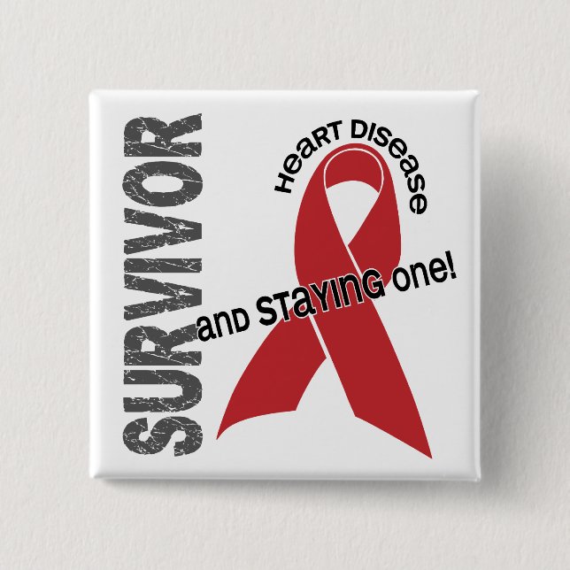 Heart Disease Survivor 15 Cm Square Badge (Front)