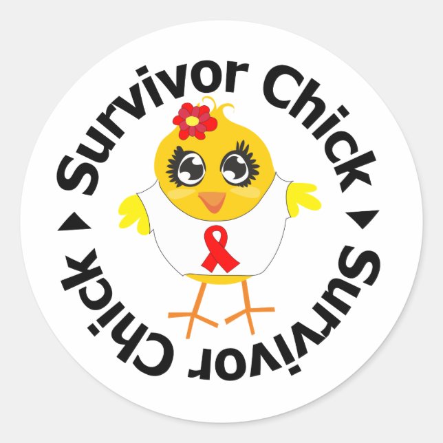 Heart Disease Survivor Chick Classic Round Sticker (Front)