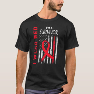 Heart Disease Survivor  Women Men Kids Go Red USA  T-Shirt