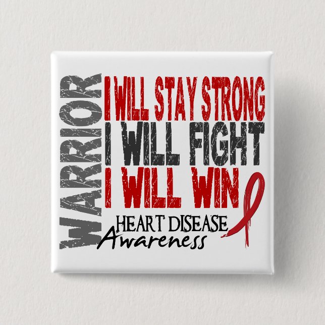 Heart Disease Warrior 15 Cm Square Badge (Front)