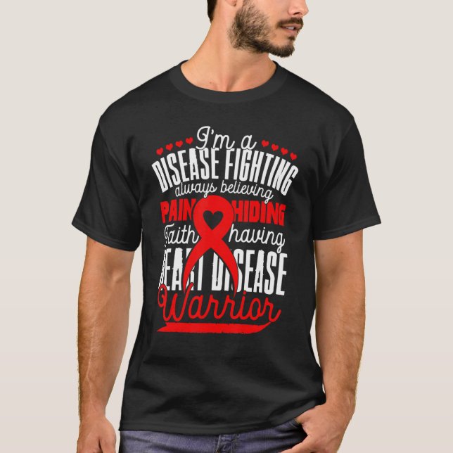 Heart Disease Warrior Awareness Ribbon Disease T-Shirt (Front)