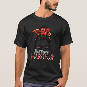 Heart Disease Warrior Leopard Messy Bun Heart Heal T-Shirt