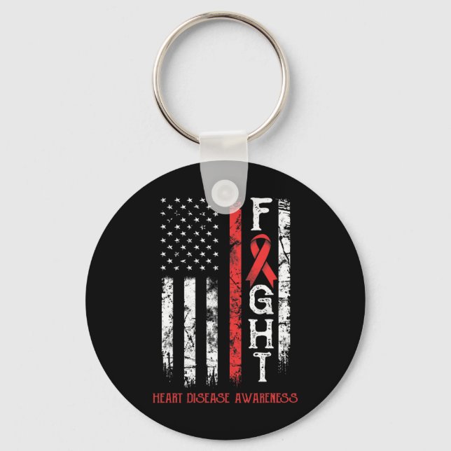 Heart Disease Warrior Us Flag  Key Ring (Front)
