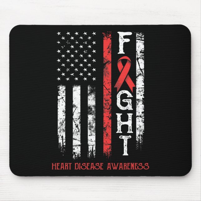 Heart Disease Warrior Us Flag  Mouse Pad (Front)