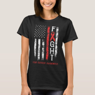 Heart Disease Warrior Us Flag  T-Shirt