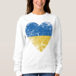 Heart Distressed Ukraine Flag, Country Pride Sweatshirt