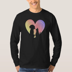 Heart Dog And Cat Silhouette Cute Heart Animals 1 T-Shirt