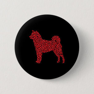 Heart Dog Lover Gifts Shi Inu Puppy Valentines Day 6 Cm Round Badge