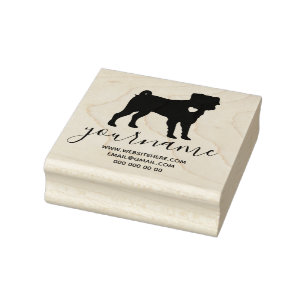 Heart Dog Mops Pug Rubber Stamp