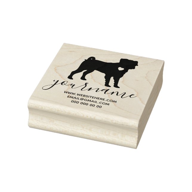 Heart Dog Mops Pug Rubber Stamp (Stamp)