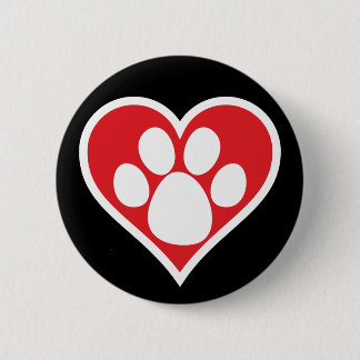 Heart Dog Paw (Dark) 6 Cm Round Badge