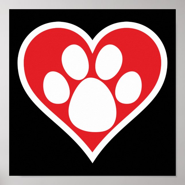 Heart Dog Paw (Dark) Poster (Front)
