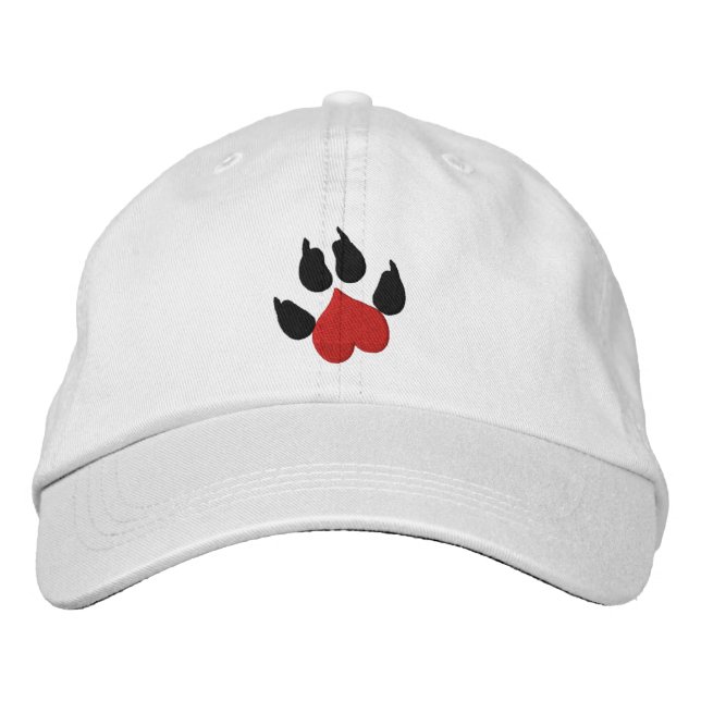 Heart Dog Paw Print Embroidered Hat (Front)