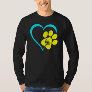 Heart Dog Paw Print Menorah Hanukkah Chanukah Jewi T-Shirt