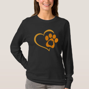 Heart Dog Paw Print Thanksgiving Day Cute Puppy Do T-Shirt