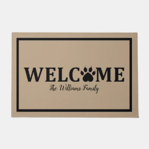 Heart Dog Paw Print - WELCOME- Personalised Doormat