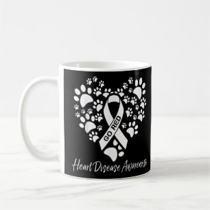 Heart Dog Paws Go Red Ribbon Heart Disease Awarene Coffee Mug