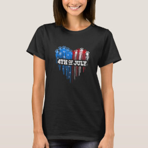Heart Dog Paws Pet  American Flag Happy 4th Of Jul T-Shirt