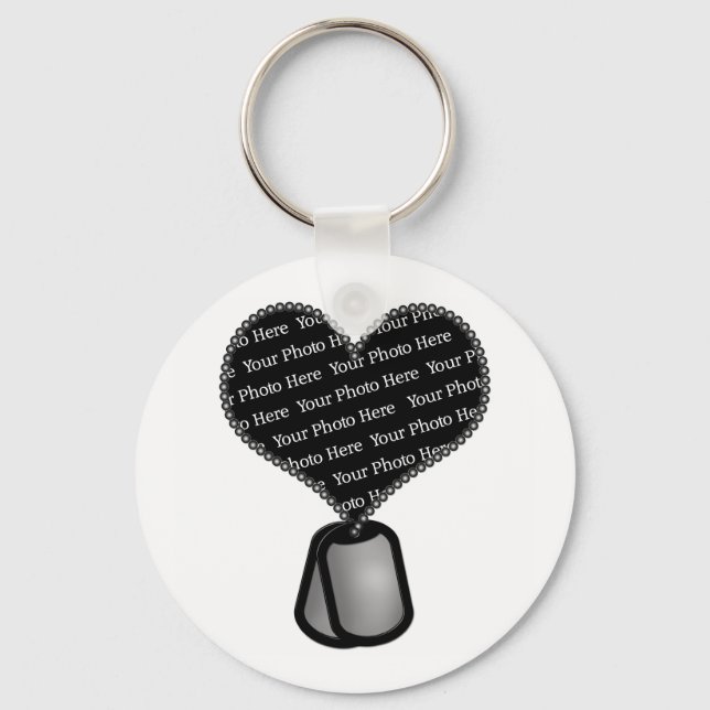Heart Dog Tag Photo - DIY Custom Key Ring (Front)