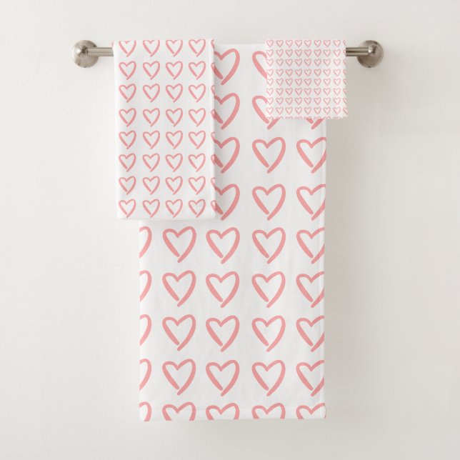 Heart dooddle pattern bath towel set (Insitu)