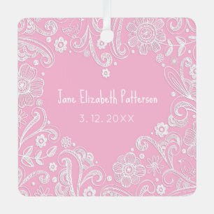 Heart Doodle Art Baby Girl NAME Birth Bible Verse Metal Tree Decoration