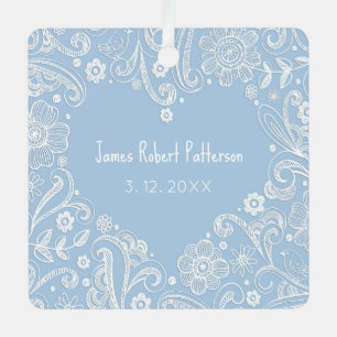 Heart Doodle Baby Boy Name Birthday Bible Verse Metal Tree Decoration