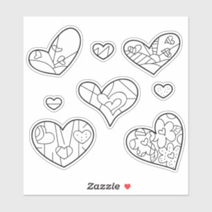Heart Doodles Custom-Cut Vinyl Colouring Stickers