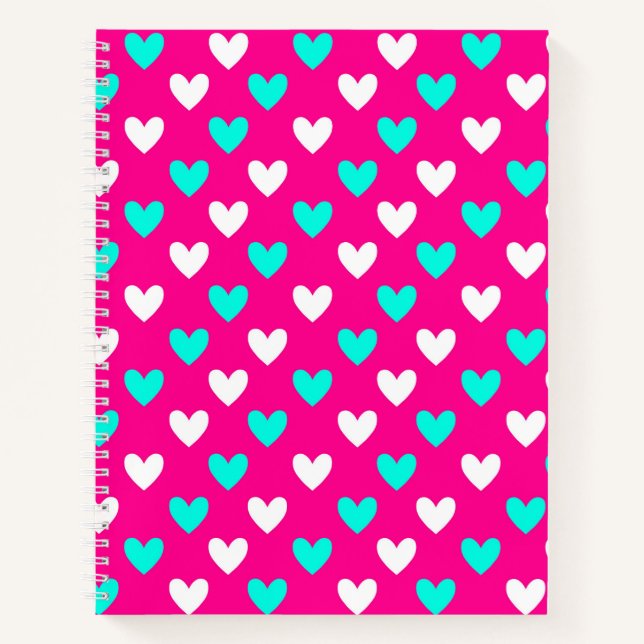 Heart Dots: Pop Love on Pink Notebook (Front)