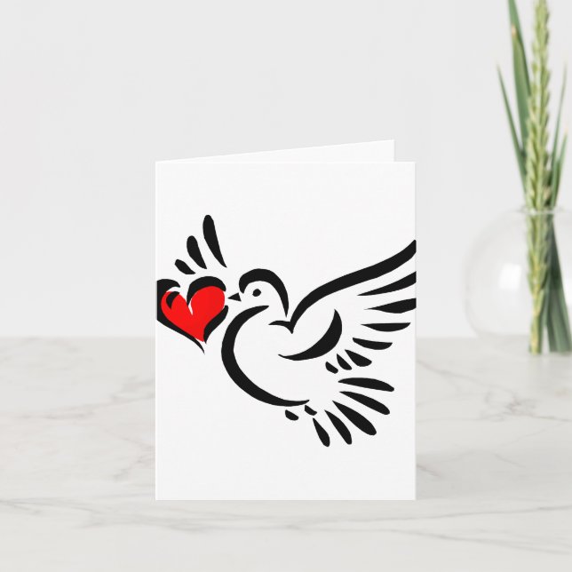 heart dove graphic love valentine holiday card (Front)