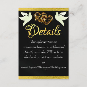Heart & Doves, QR Code - Black/Gold Enclosure Card