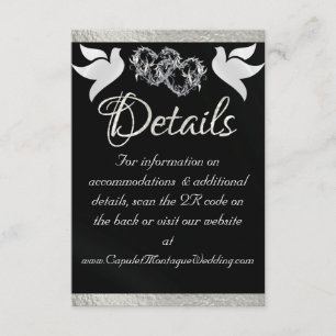 Heart & Doves, QR Code - Black/Silver Enclosure Card