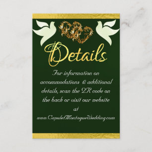 Heart & Doves, QR Code - Emerald/Gold Enclosure Card